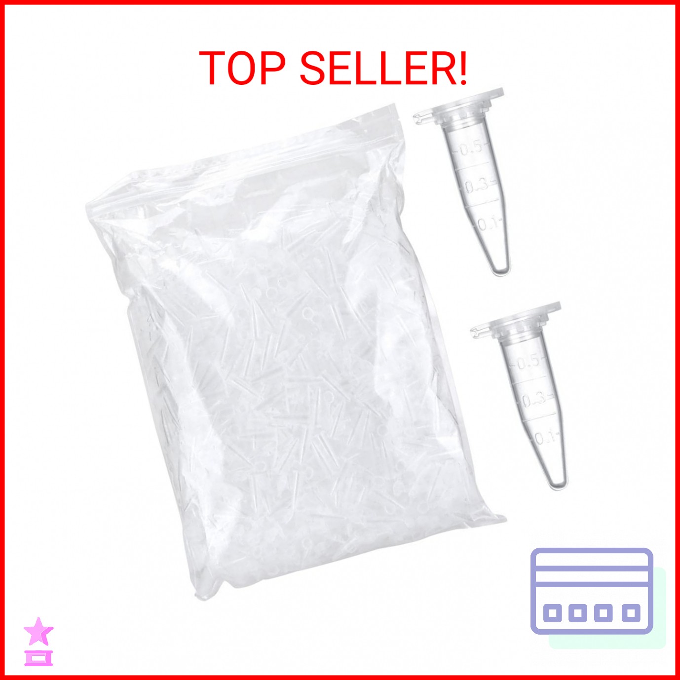 BKMAMLAB 0.5ml Microcentrifuge Tubes 1000pcs, EO Sterilized Plastic Small Vials