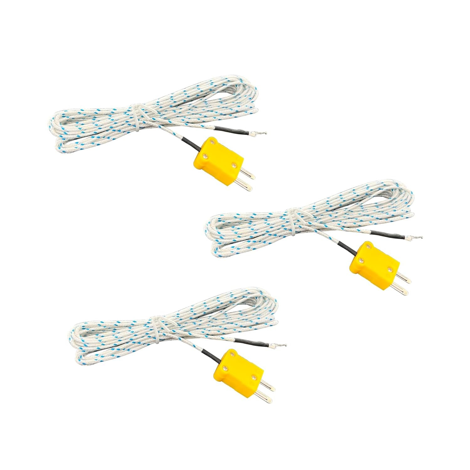 3x K-Type Mini-Connector Thermocouple Temperature Probe Sensor 2M/6.6Ft Cable US
