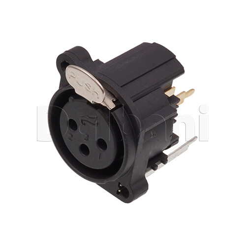 10101510046 XLR Chasis Connector 3 Pin Female Receptacle Black Push Release