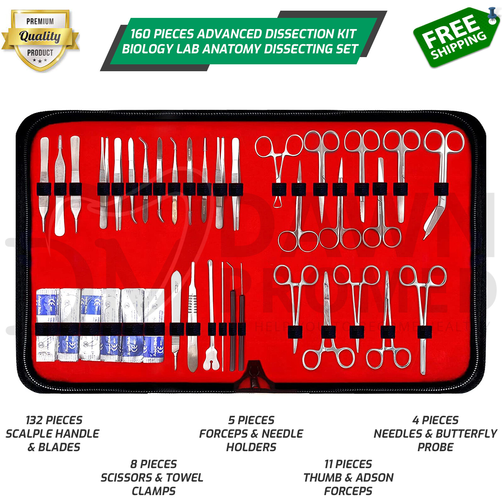 160 Pcs Advanced Dissection Set Biology Lab Anatomy Dissecting Kit Vet German Gr