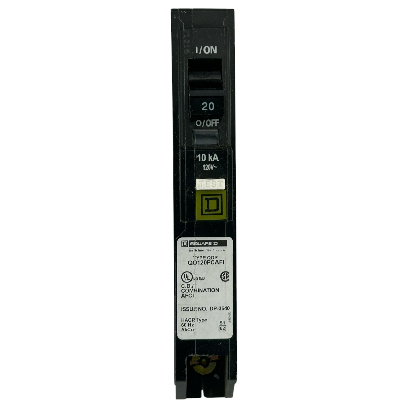 CHIPPED Square D QO120PCAFI 20 Amp 1-Pole Circuit Breaker AFCI PLUG-ON Arc Fault