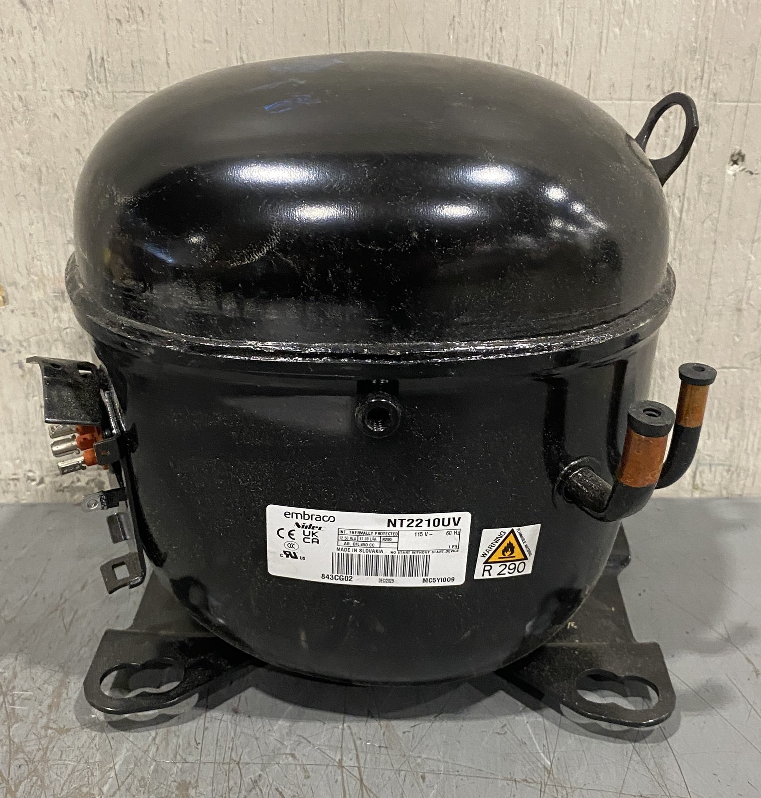 Embraco 115V Hermetic Reciprocating Compressor NT2210UV
