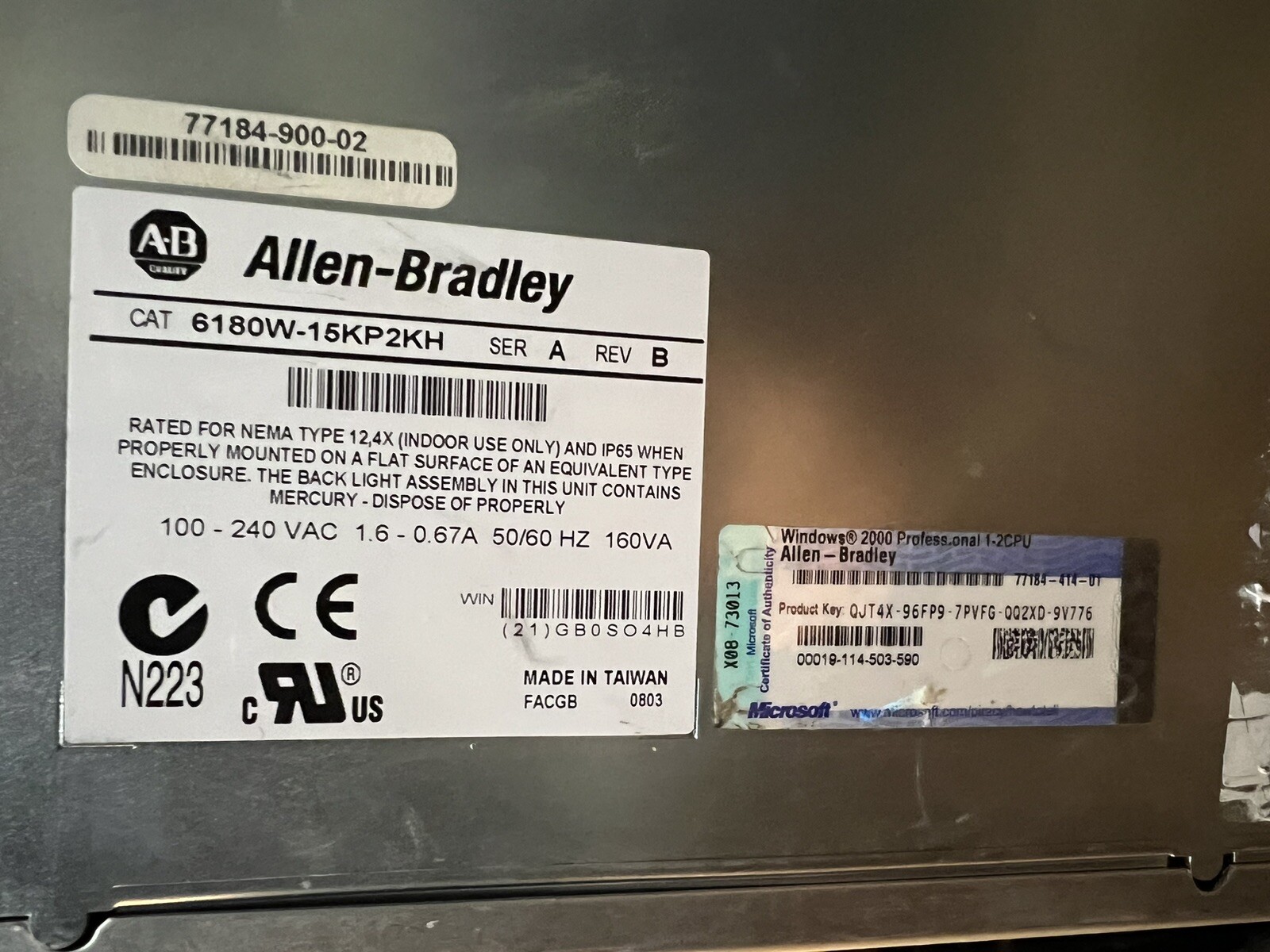 ALLEN BRADLEY 6180W-15KP2KH VERSA VIEW 1500W Interface Panel