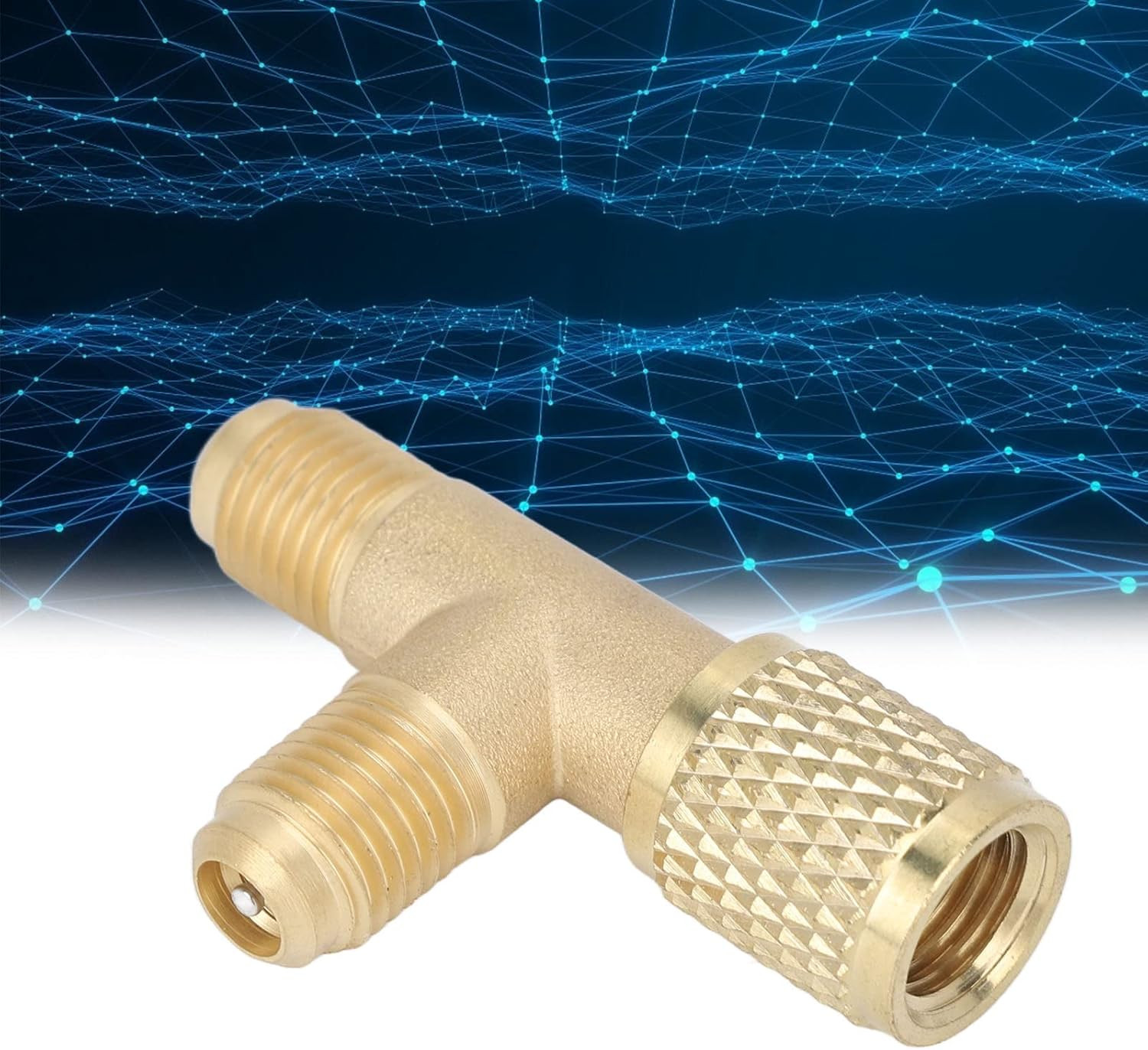 Quick Coupler Access Tee 1/4 inch HAVC Vacuum Adapter with Valve Core Brass /