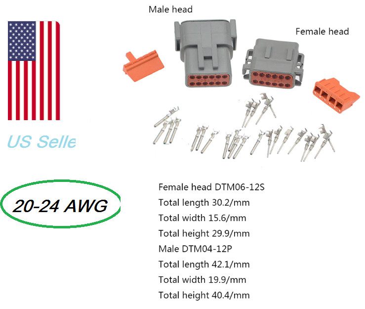 OEM Gray Deutsch DTM 2 3 4 6 8 12 Pin Connector Electrical Kit 20-24 AWG