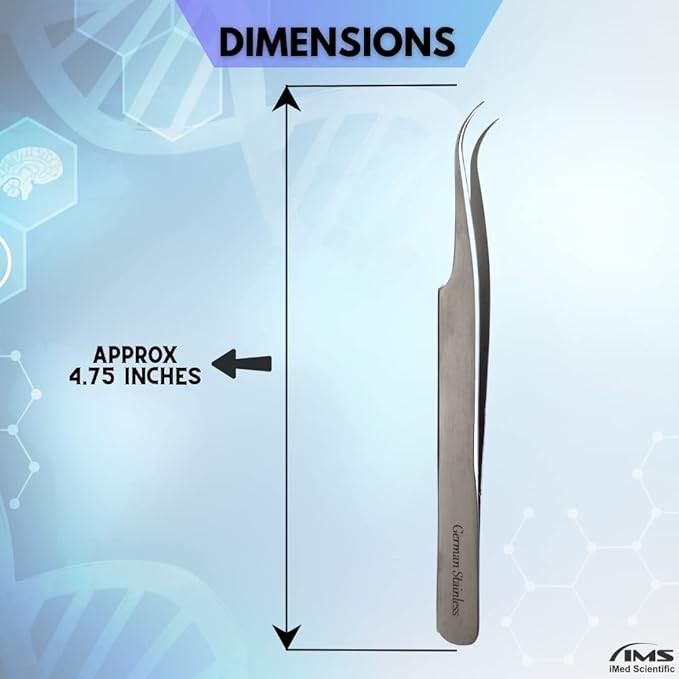 High Precision Stainless Steel Lab Tweezer/Forceps with Curved Tip 4.5″