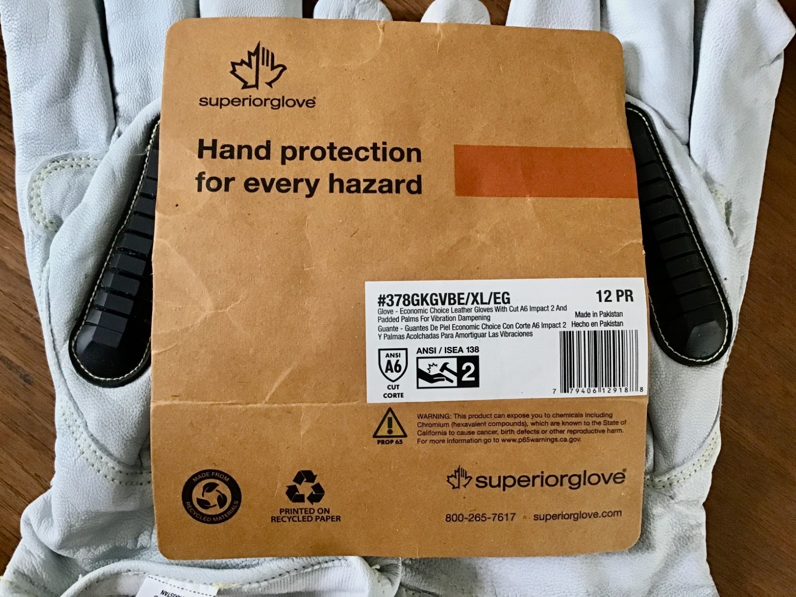 0NE PAIR SUPERIORGLOVE ENDURA XL GLOVES 378GKGVBE