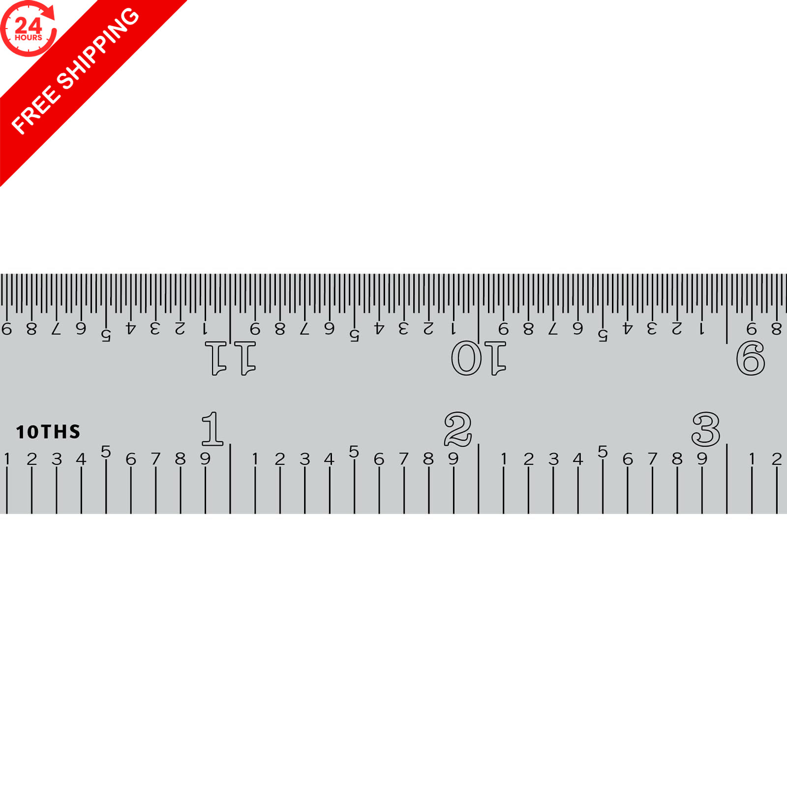 PEC Tools 12″/300mm Rigid Metal Ruler, High-Quality Machinist 12″,