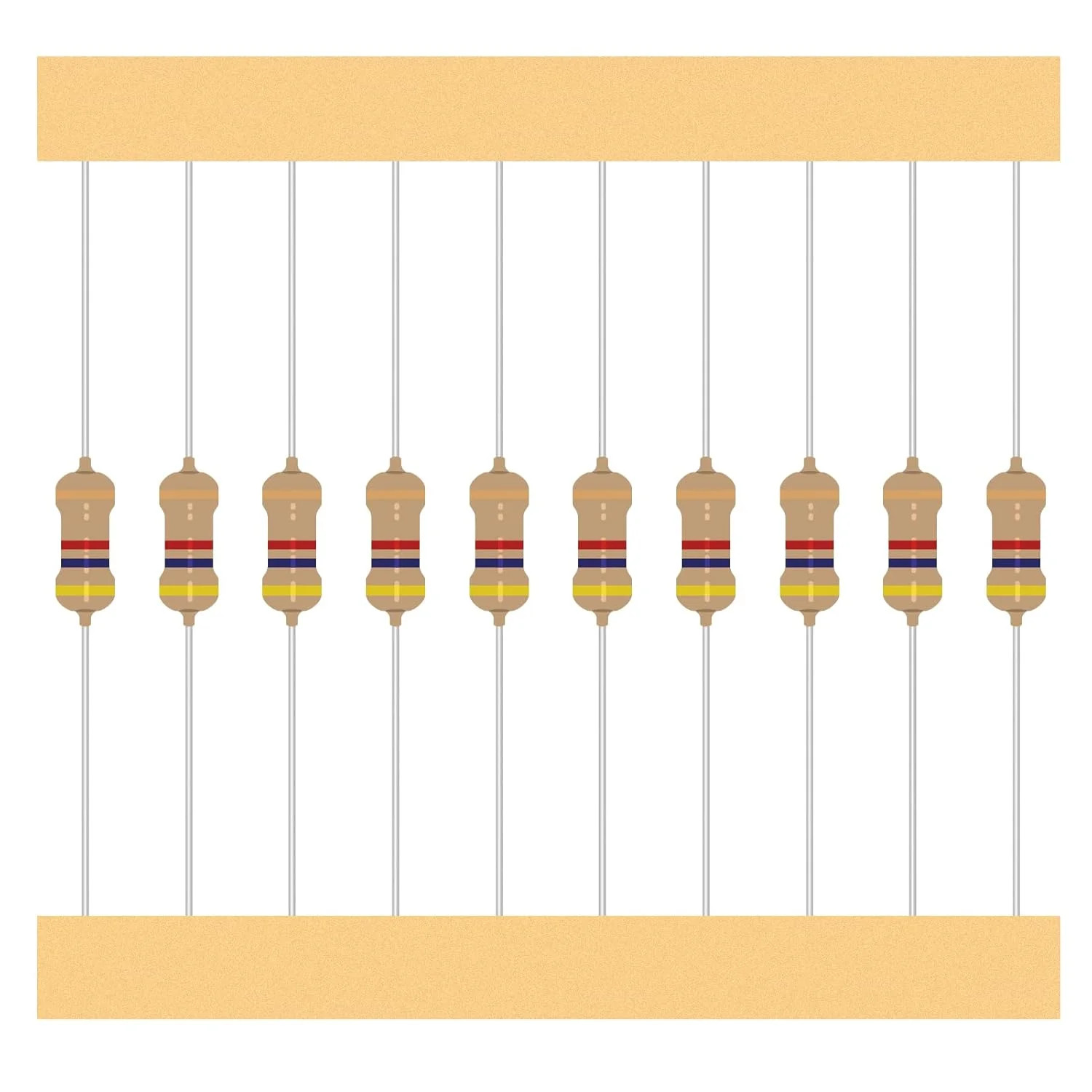 50 Values 1/4W 0 Ohm to 10M Ohm ±5% Carbon Film Resistor Assorted 1/4 Watt Commo