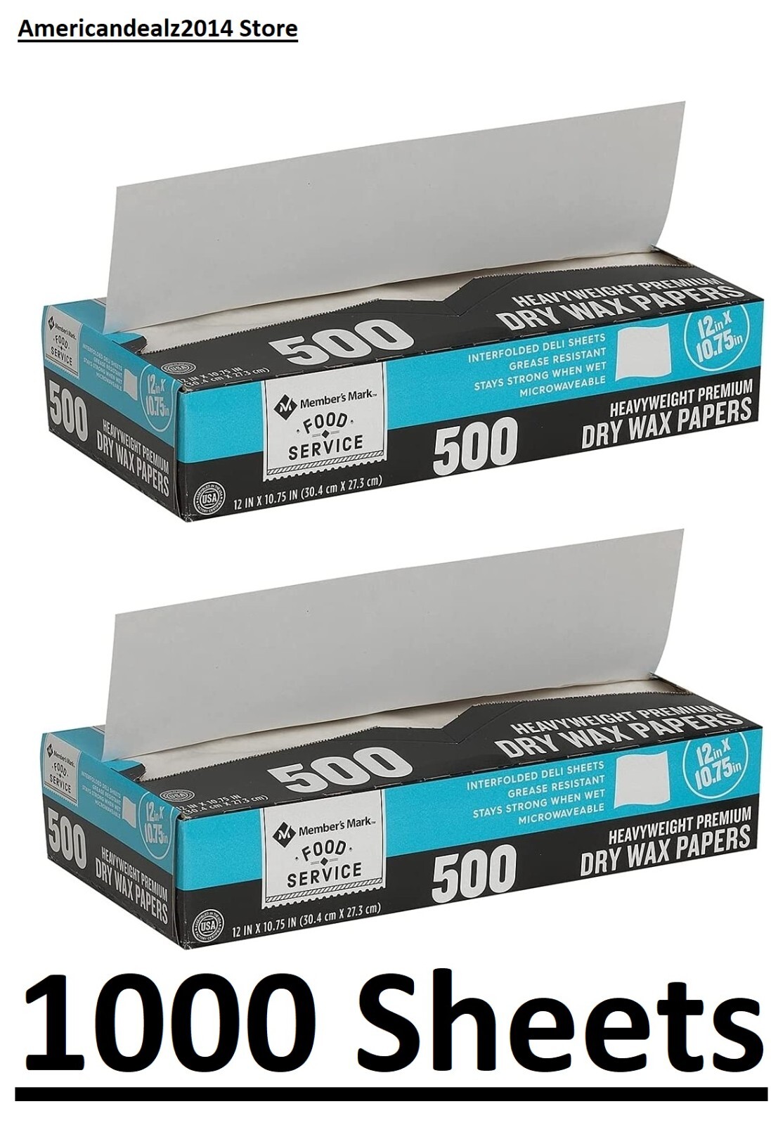 2 PACK Heavyweight Wax Paper Sheets 12″ X 10.75″ {500 Each} (Total 1000 Count)