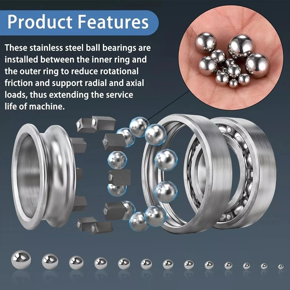 304 Stainless Steel Bearing Balls Precision Solid Ball Bearings 1mm-10mm Dia