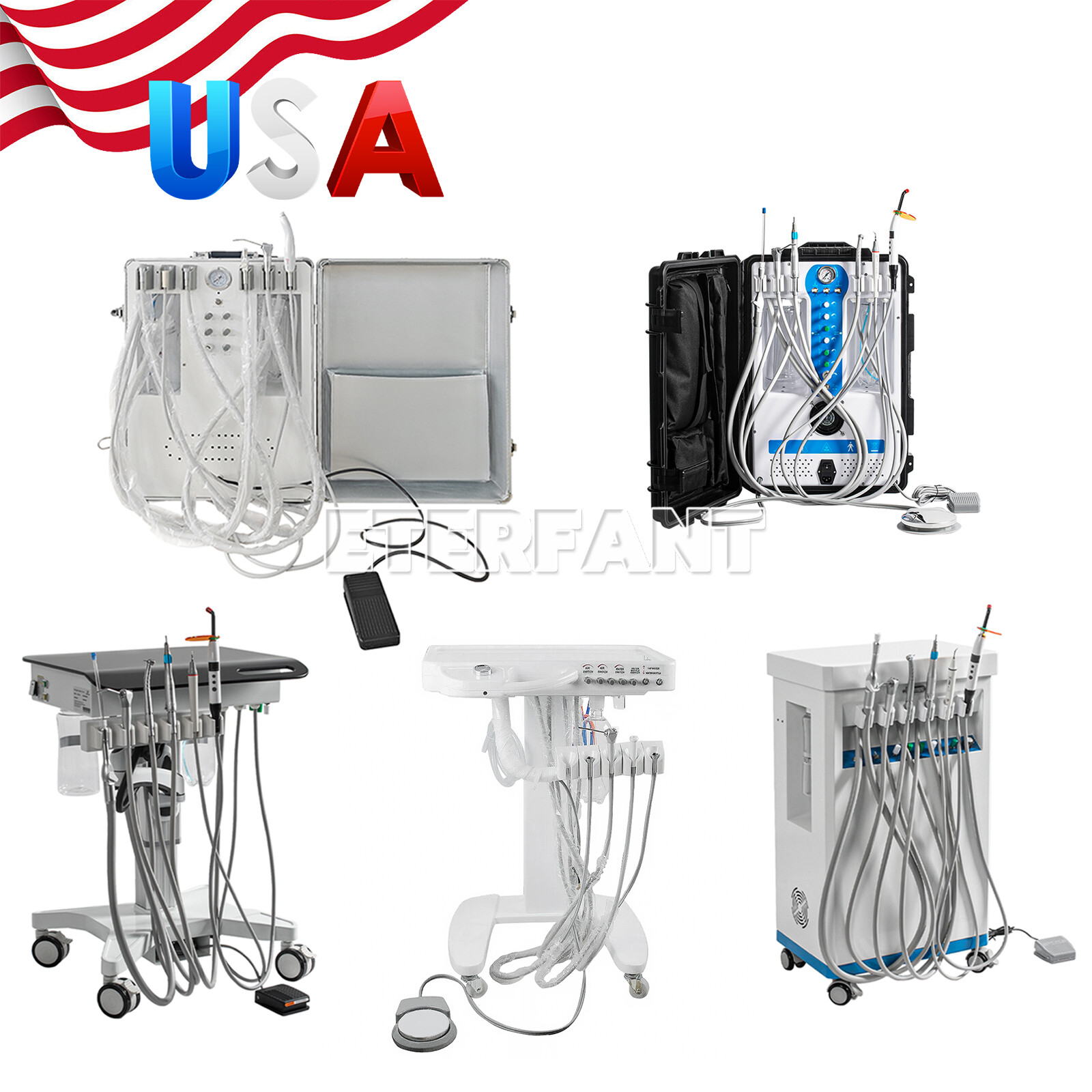 Portable Dental Turbine/Delivery Unit Air Compressor Suction System 4 Holes