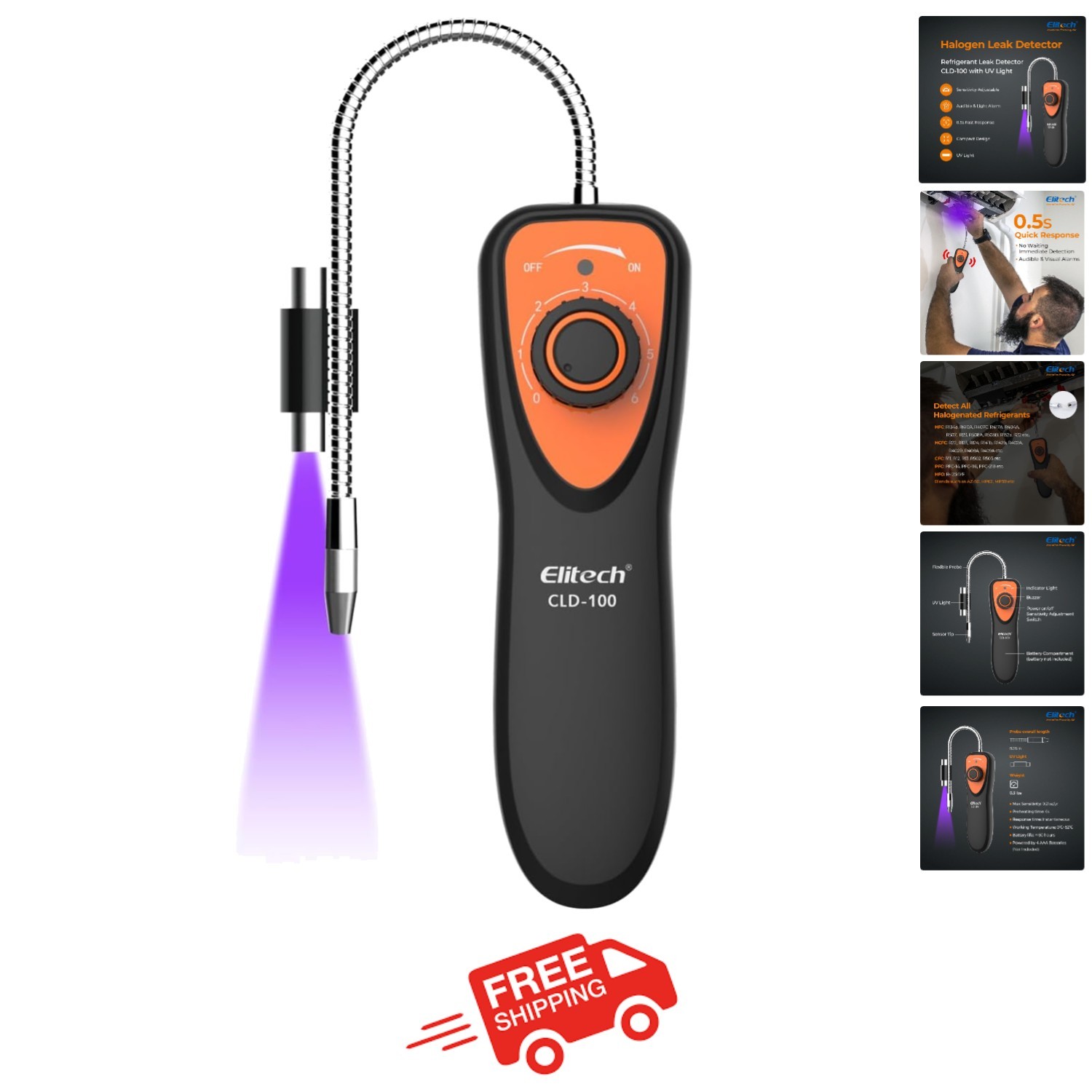 Professional CLD-100 Freon Leak Detector with UV Lamp – Perfect for Technicians