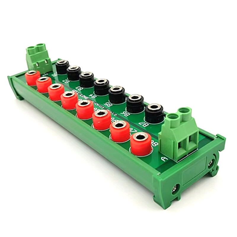 DIN Rail Mounting DC Power 2 x 8-Bit Banana Jack Power Distribution Module.