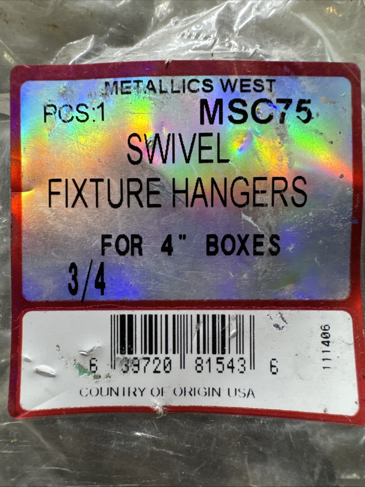Metallics West MSC75 Swivel Fixture Hanger 3/4″ Conduit for 4″ Electrical Box