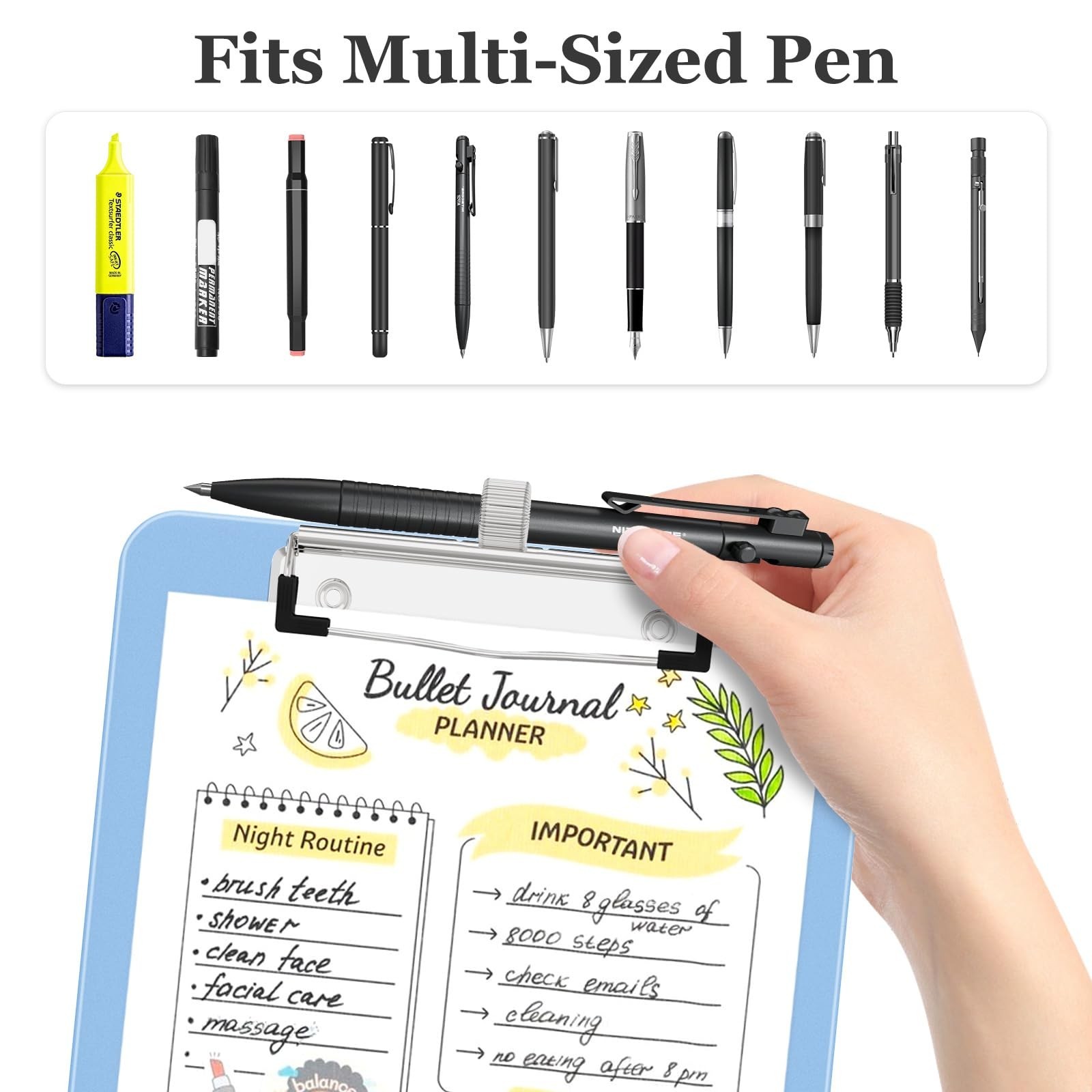 Piasoenc A5 Clipboard with Storage, Clip Board with Pen Holder, Dark Blue | A…