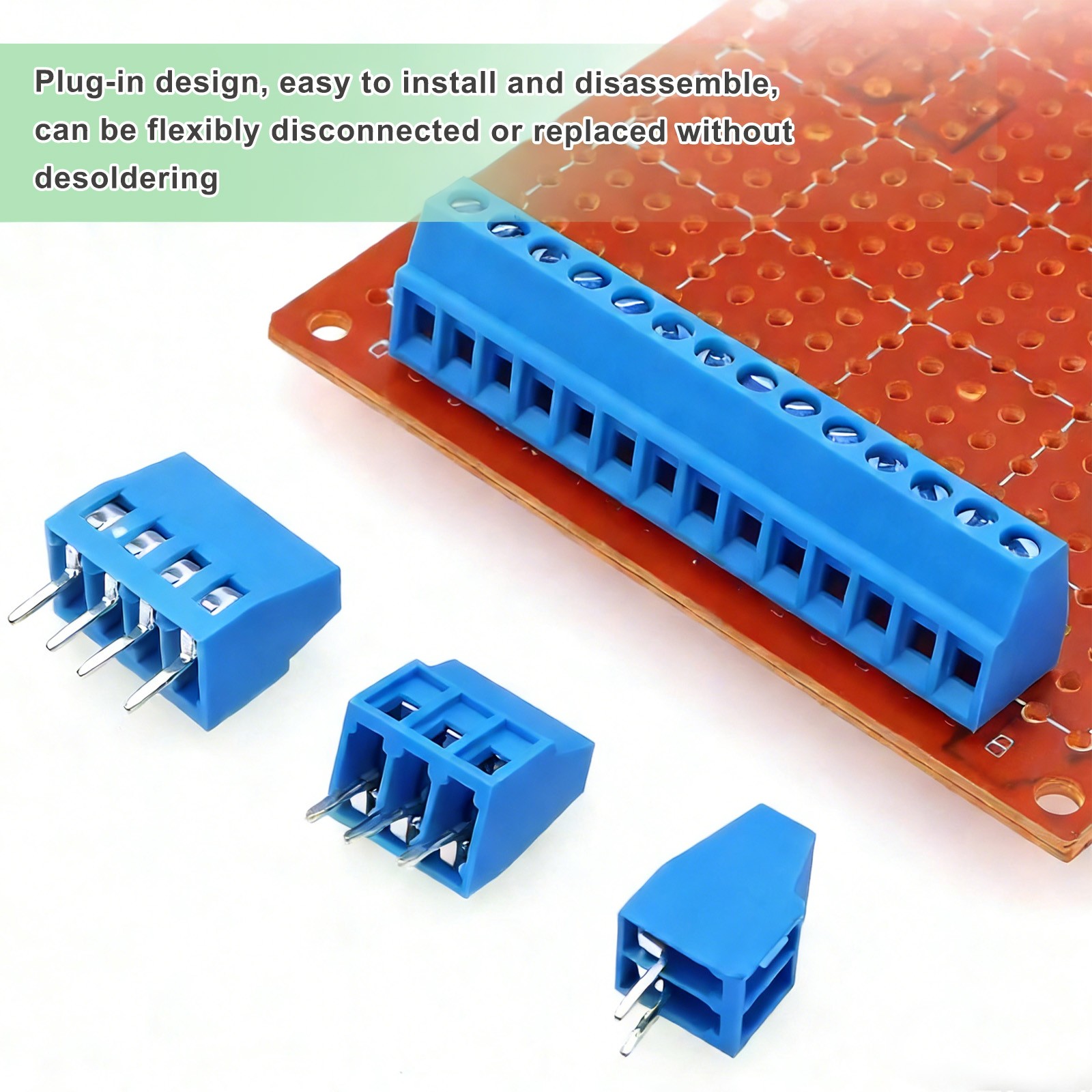 20Pcs 2 Pin PCB Mount Screw Terminal 5mm 0.2 Inch Pitch,Blue