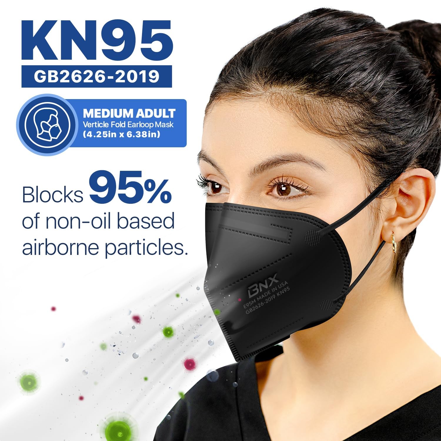 BNX KN95 Made in USA, KN95 Disposable Particulate Protective , GB2626-2019, P…