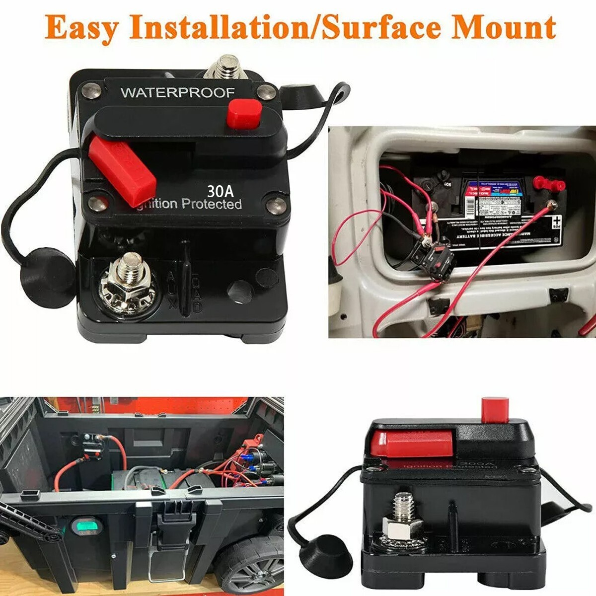 2 pcs 30A Automotive Marine Circuit Breaker with Manual Reset Surface-Mount