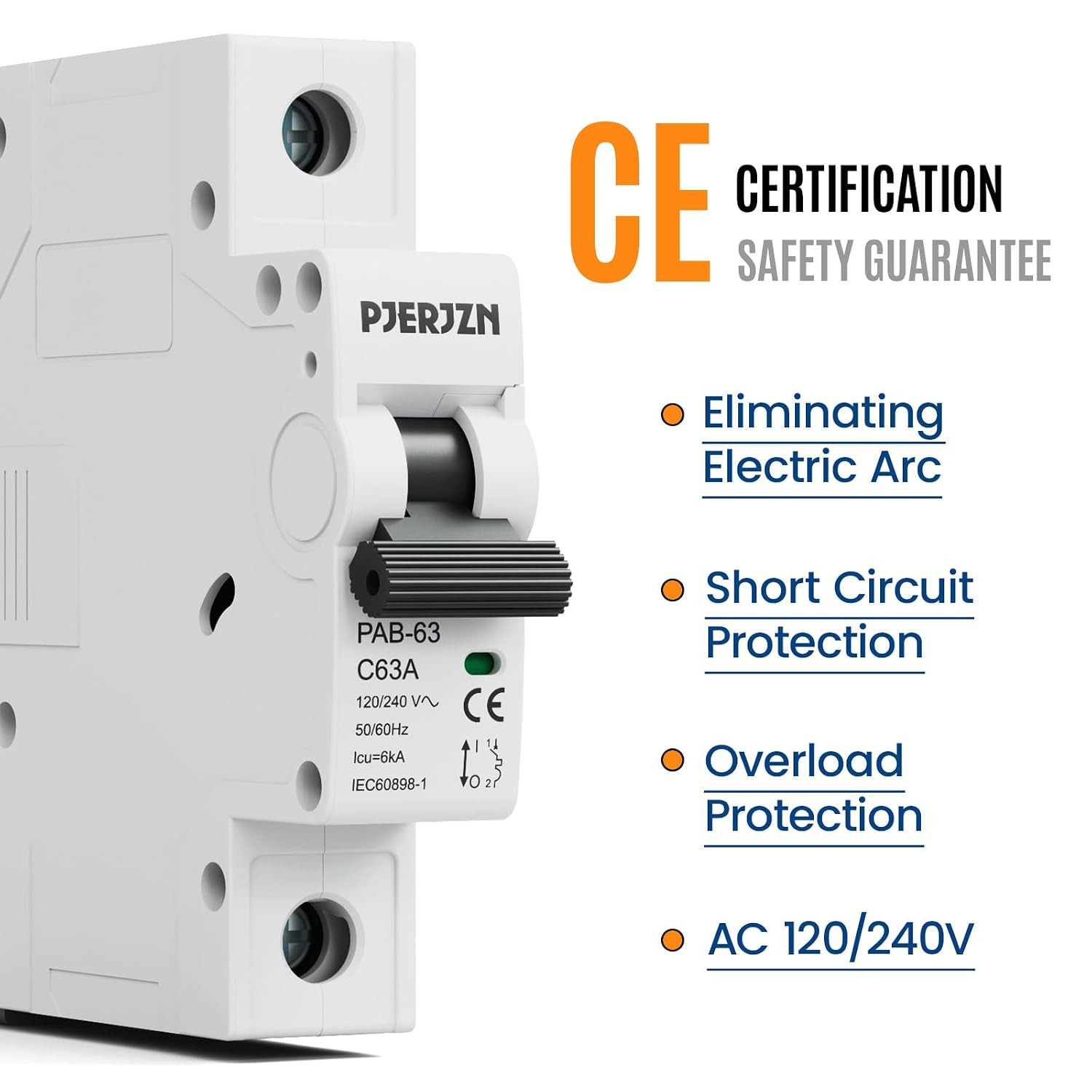 Miniature Circuit Breaker 120/240V 40Amps 1 Pole Circuit Breaker DIN Rail Mount,