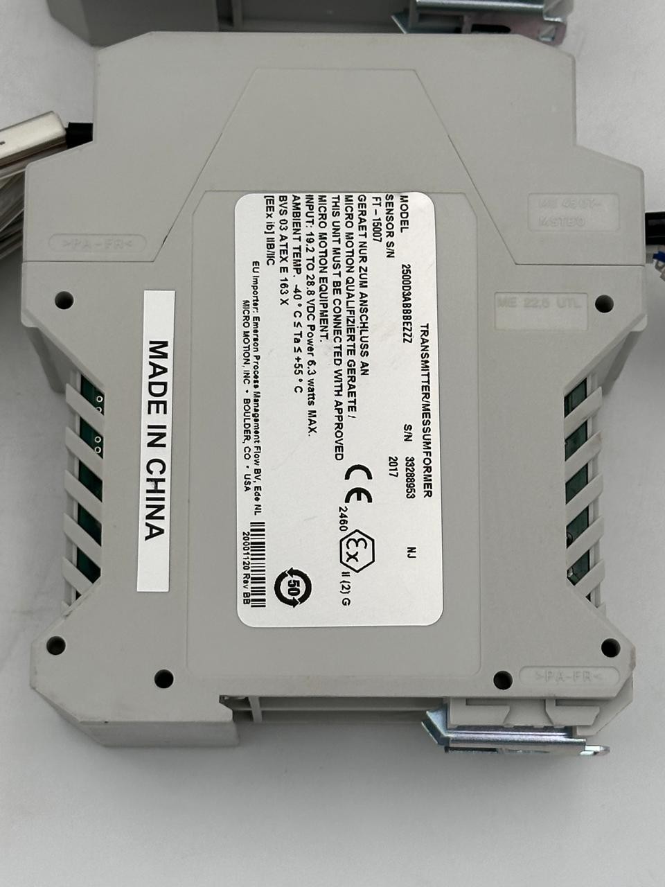 EMERSON MICRO MOTION TRANSMITTER MODEL 2500D3ABBBEZZZ PN : 20000742 REV BB