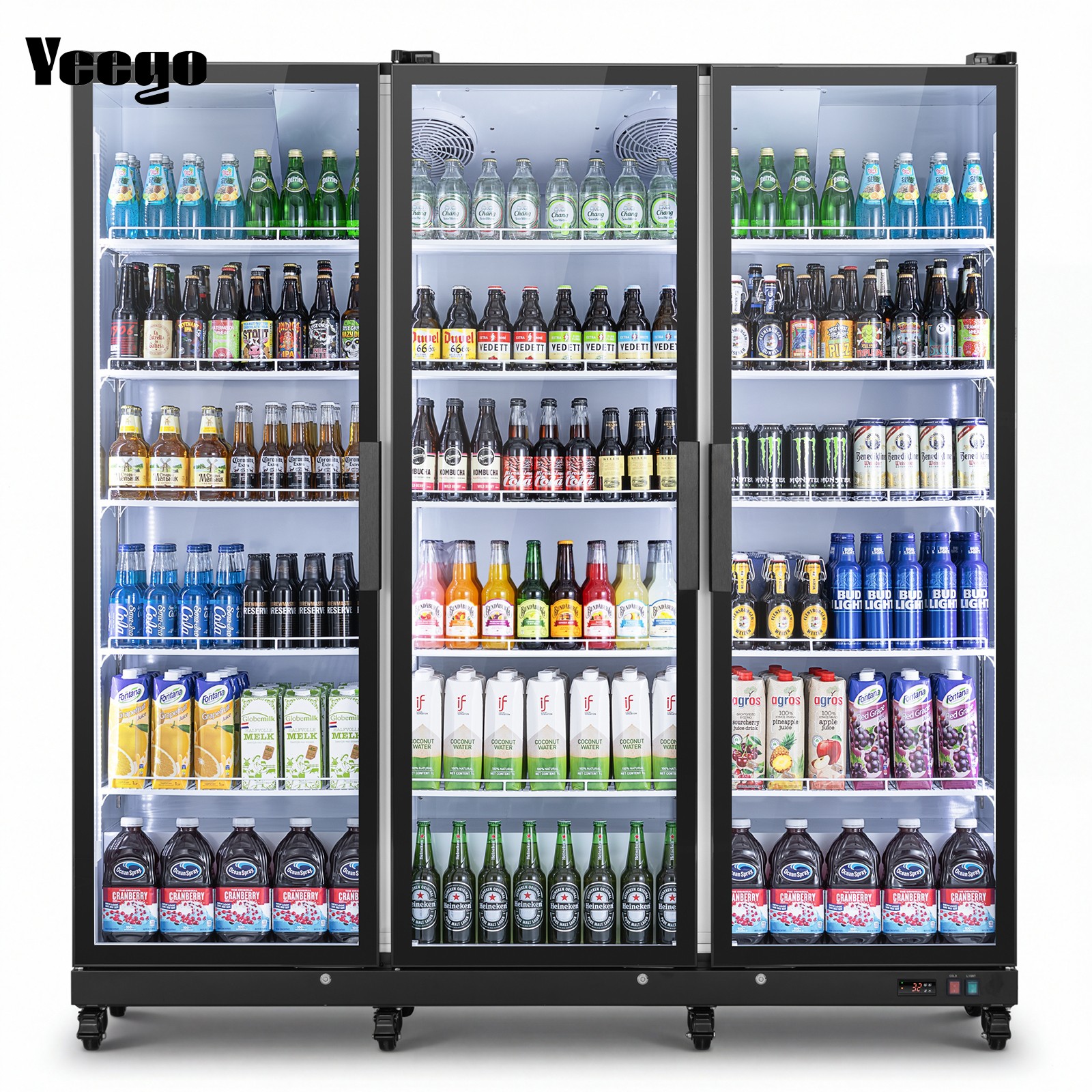 Yeego 58 Cu.ft Commercial Merchandiser Refrigerator Beverage Cooler 3 Glass Door