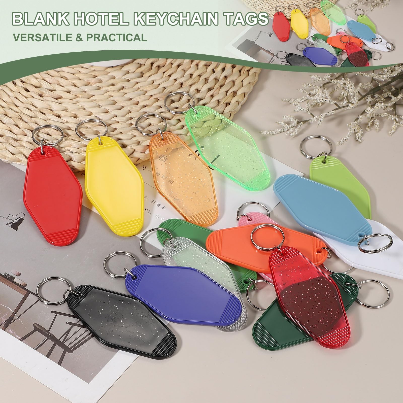 YELARXI Blank Hotel Keychain Tags, Motel Keychain, Vintage Key Tags with Key …