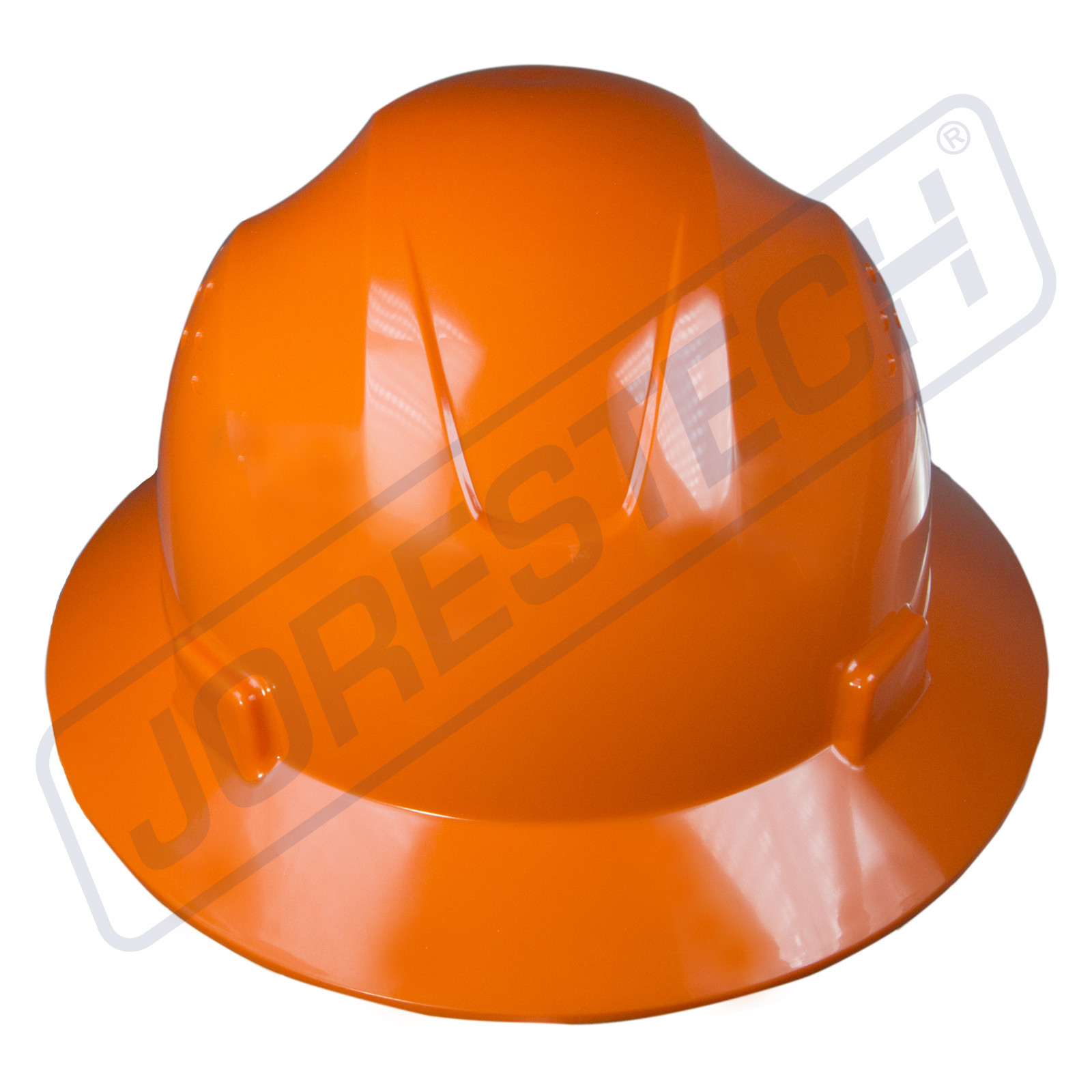 ORANGE HARD HAT FULL BRIM JORESTECH 4 POINT RATCHET SUSPENSION CONSTRUCTION ANSI