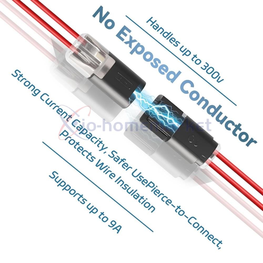 50PCS Double-Wire Plug-in Cable Snap Connector Terminal Block w/ Locking Buckle