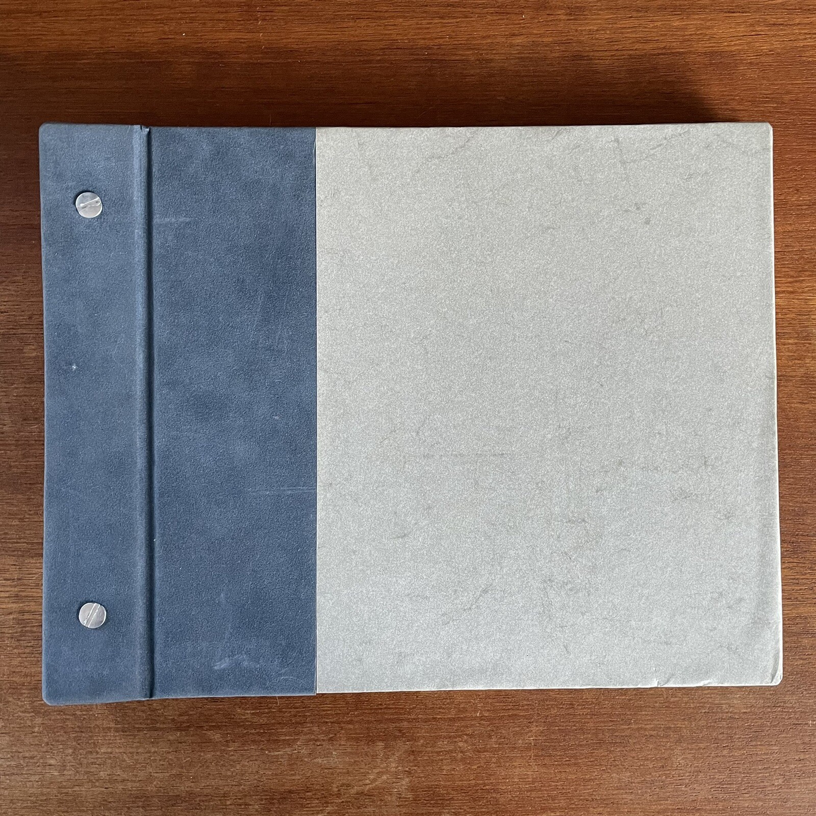 Vintage Unused Blank Book Blue Gray Paper Brads Binding 11.25 x 8.75 in
