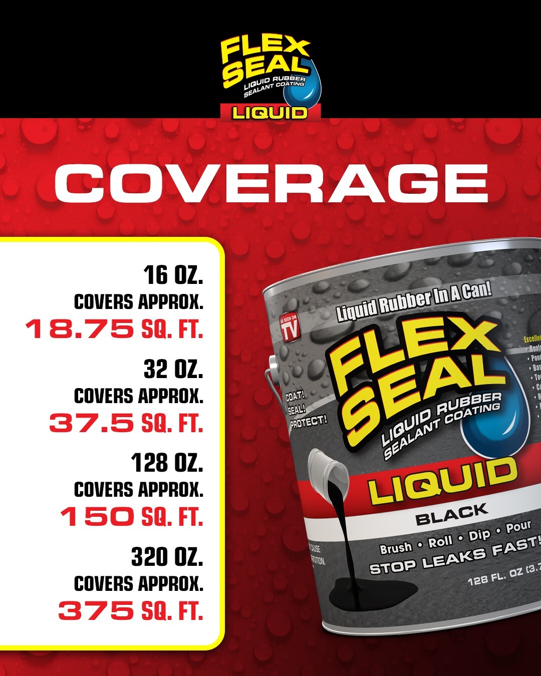 Flex Seal Liquid, 16 oz, Black, Liquid Rubber Coating Sealant