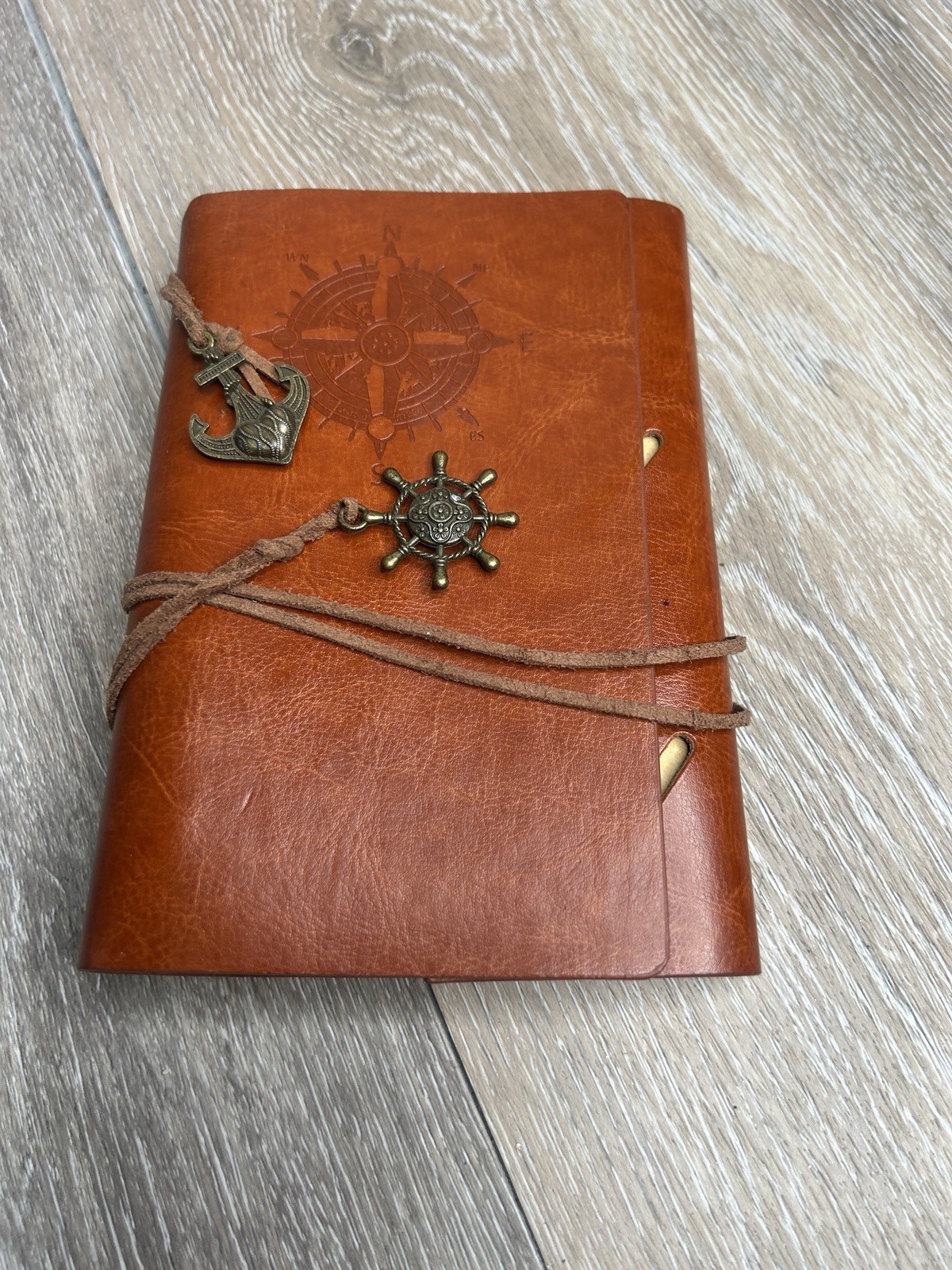 Nautical Vintage Leather Journal Refillable Notebook Compass Anchor Travel Diary