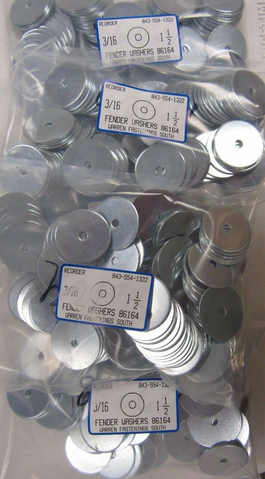 400 Oversized #10 Fender Washers 3/16 x 1-1/2 OD – Zinc Plated