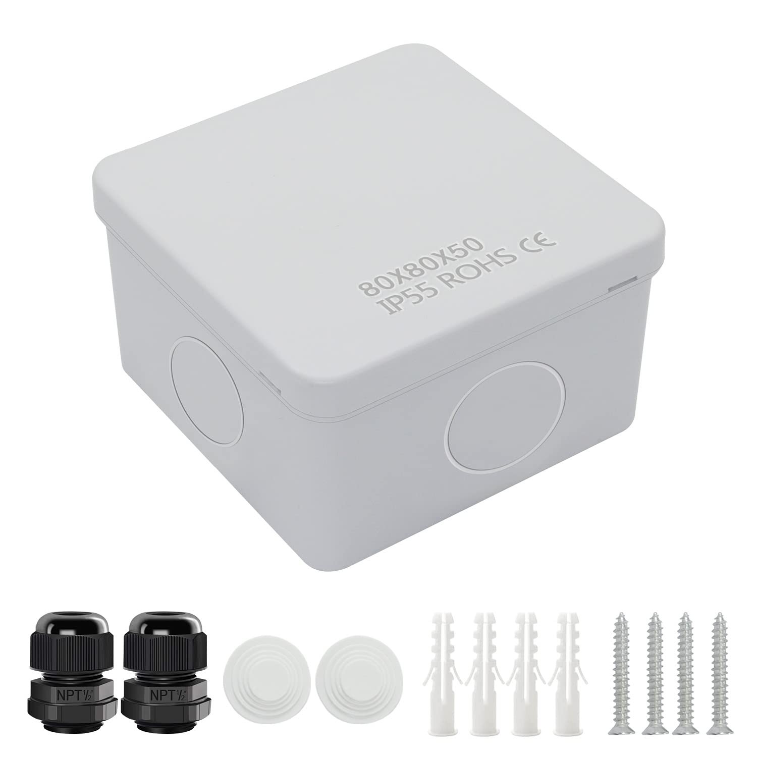 IP65 Water Resistant Dustproof ABS Plastic Electrical Junction Box 3.1×3.1×1.9