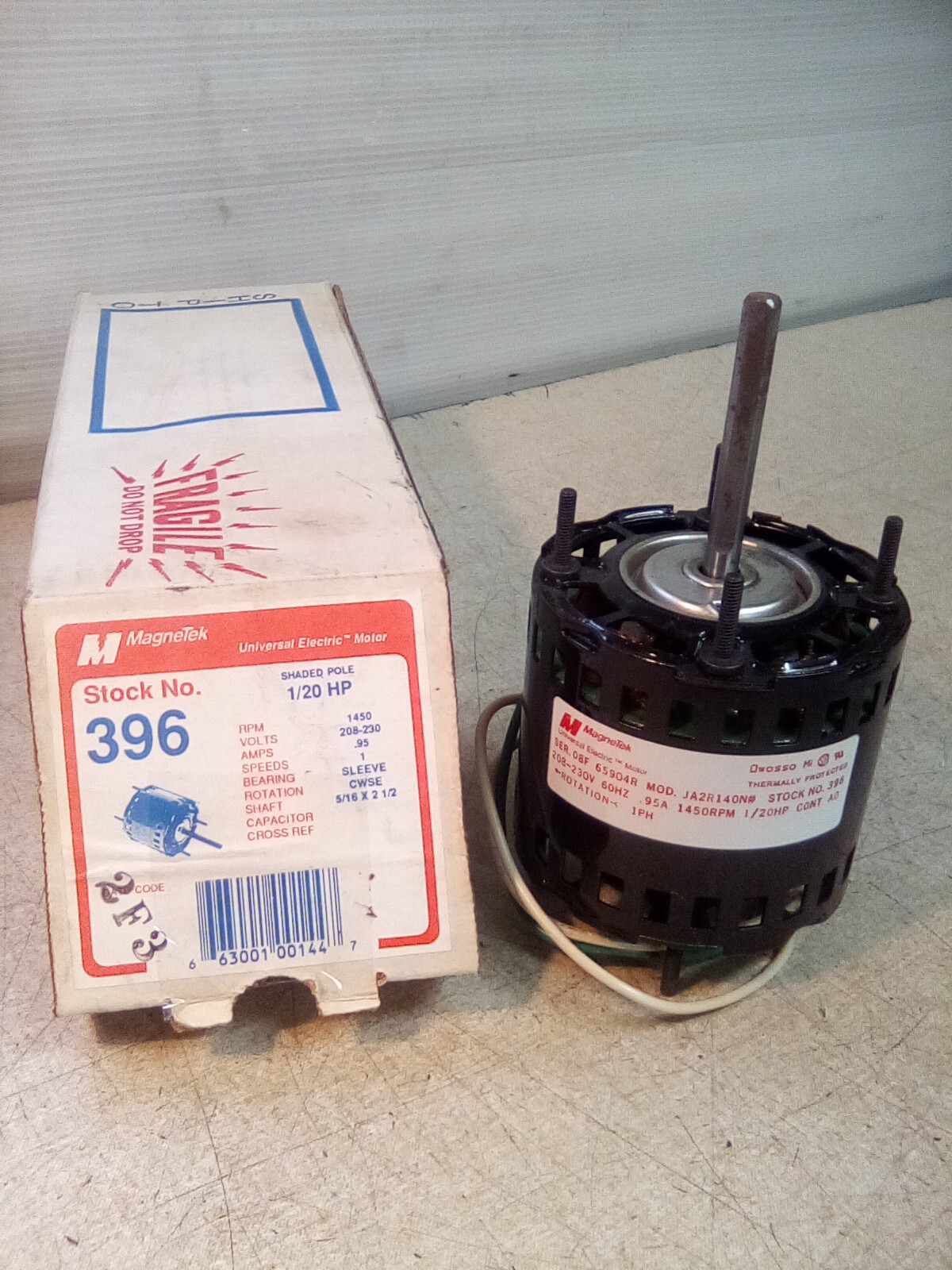 Magnetek 396 JA2R140N 1/20 HP 1450 RPM Universal Electric Motor