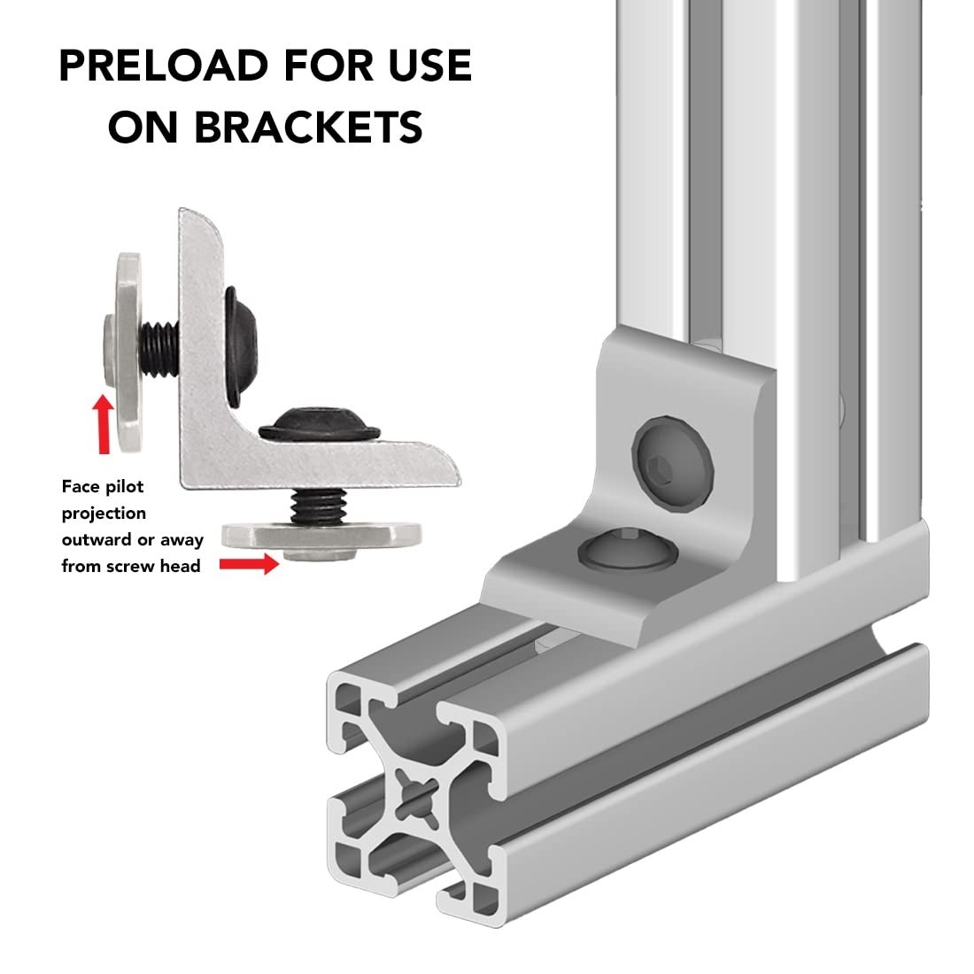 Stainless Steel 1/4-20 Centered Slide T Nuts for 10 Series Aluminum Extrusions –