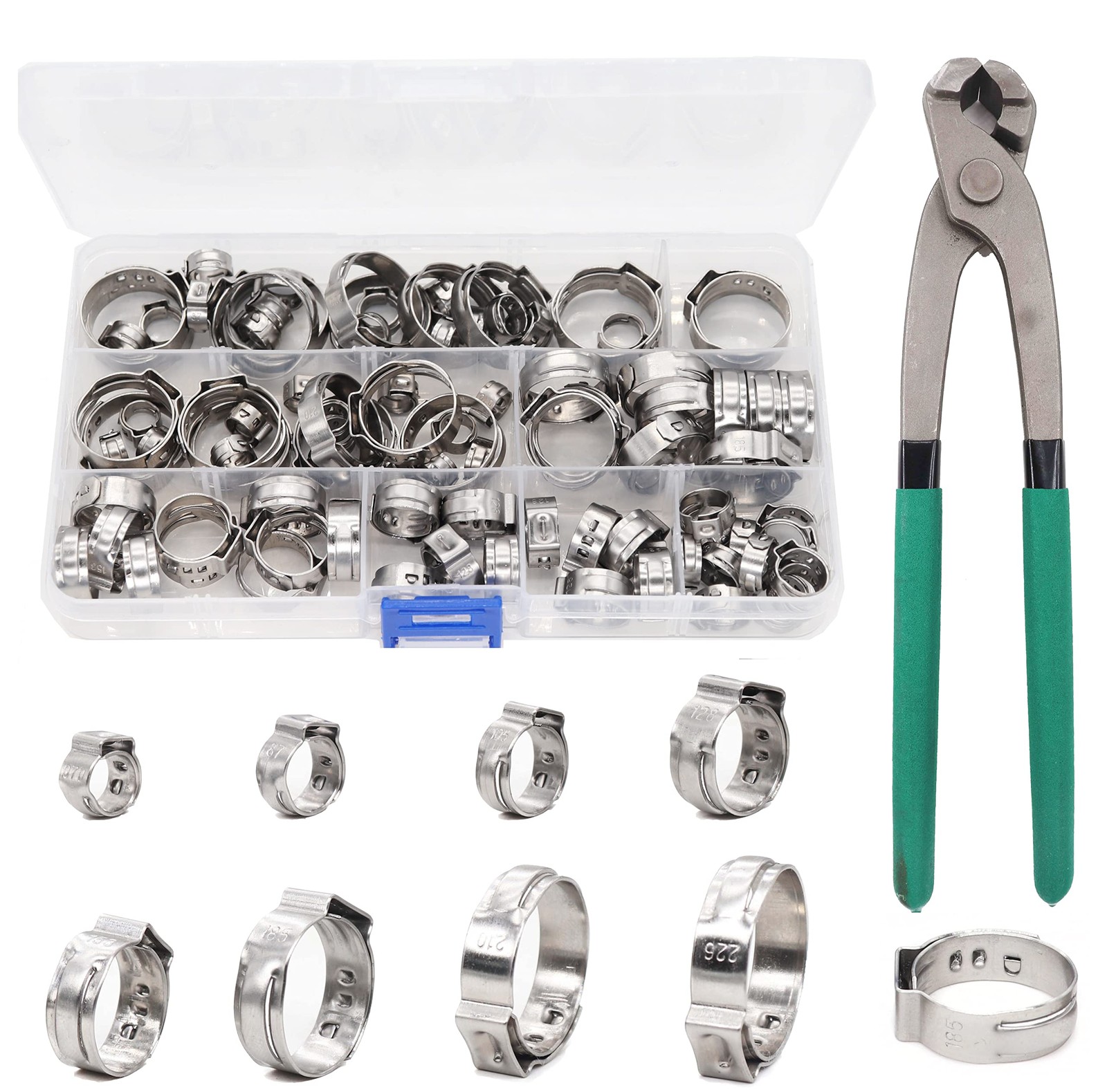 binifiMux Single Ear Hose Clamps, Oetiker Clamps, 92Pcs6.0mm22.6mm Crimp Pipe…
