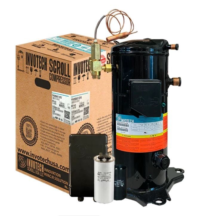 Invotech YF20E3G-Q100 Scroll Compressor Low Temp 3HP, R404A, 220V/1 Phase
