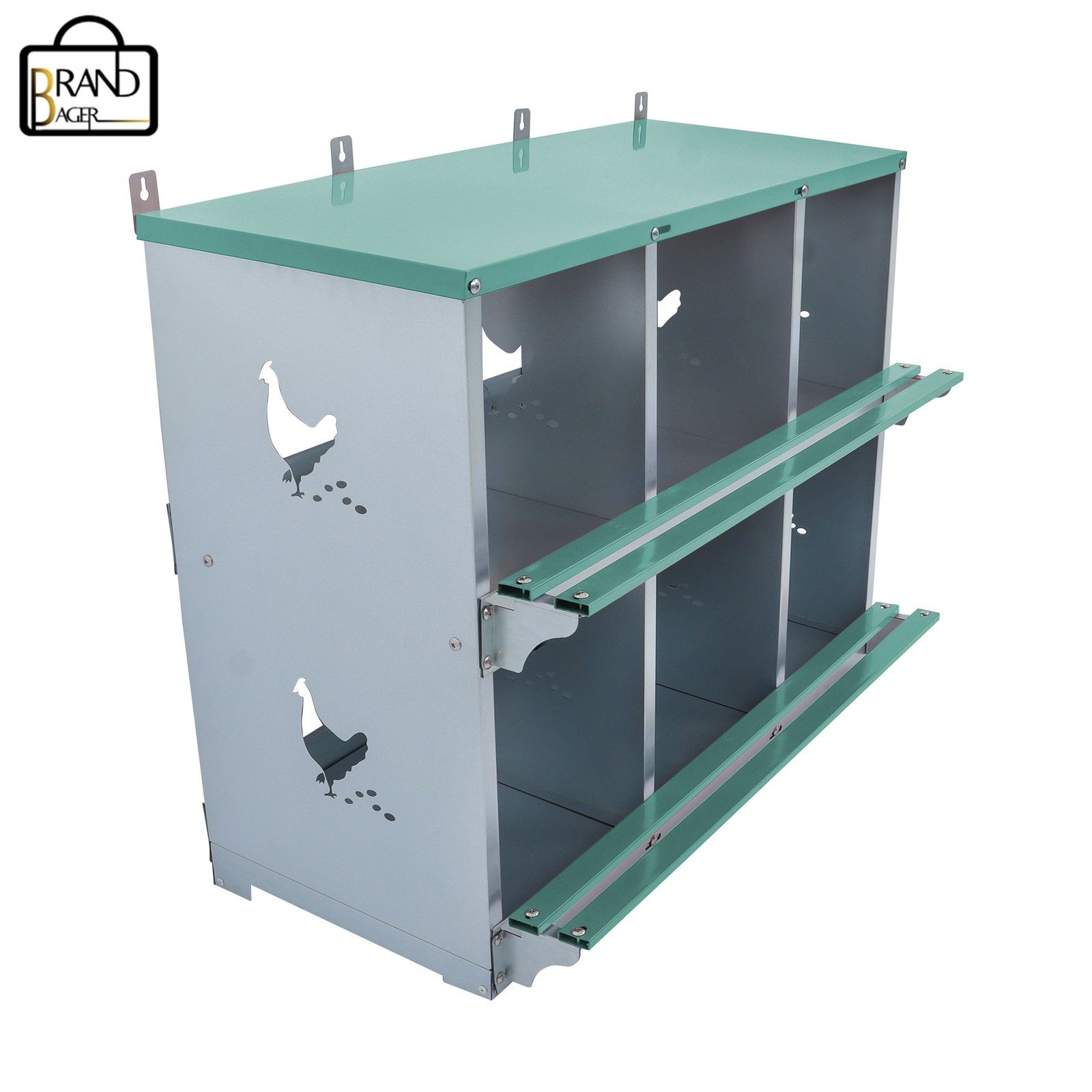 High Quality Material 6 Compartment Chicken Nesting Boxes Metal Poultry Nest Box
