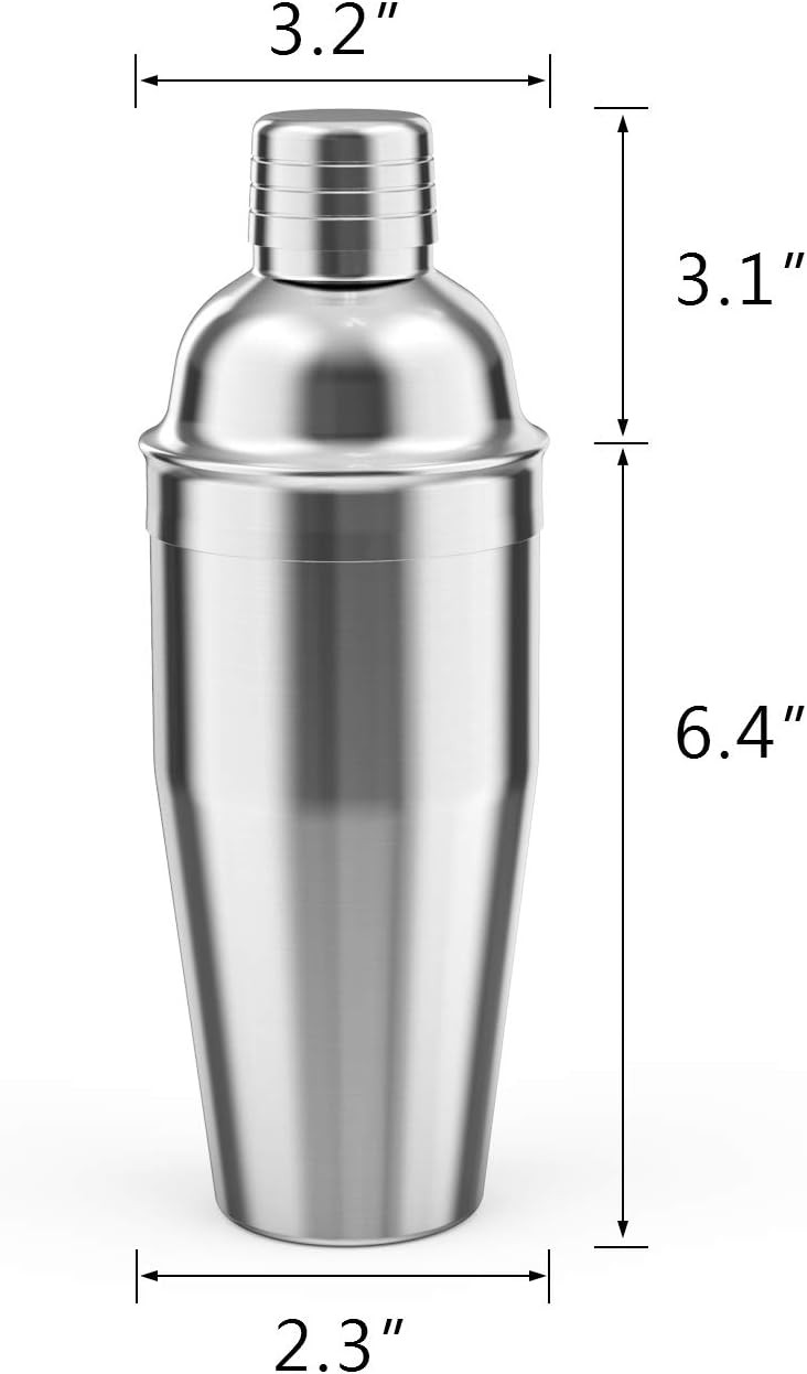 LUCKYGOOBO Cocktail Shaker 24 oz Martini Shaker Built-in Strainer