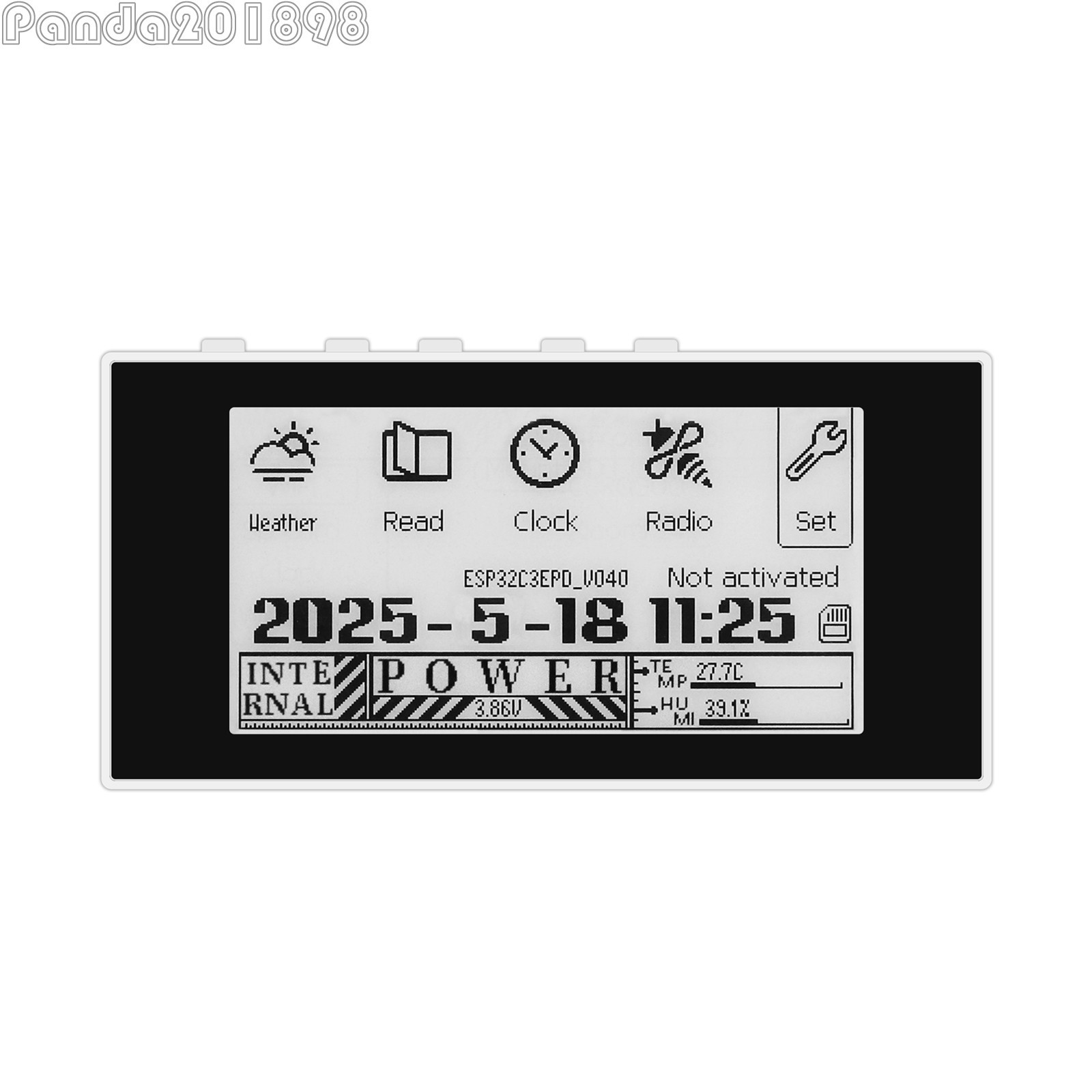 HAMGEEK RW01 Mini E-Ink Reader E-Book Reader (Black Panel) for Weather Clock