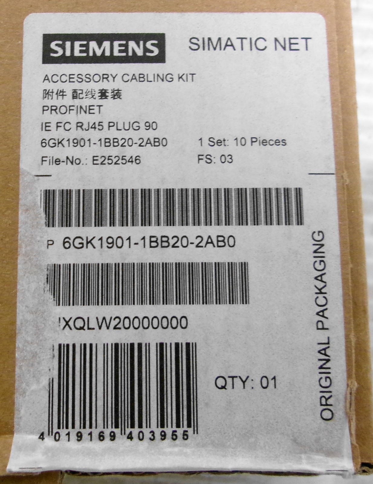Siemens 6GK1901-1BB20-2AB0 Simatic Net RJ45 Connector 90° (Lot of 2)