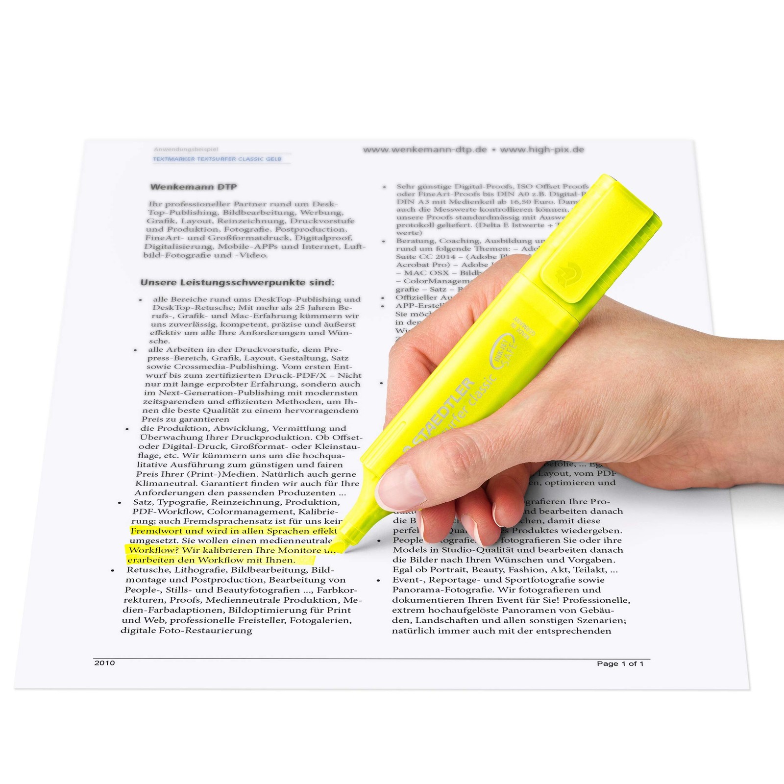 4 PCS 3641P WP4 Yellow Highlighter Textsurfer Classic Marker Pen Chisel