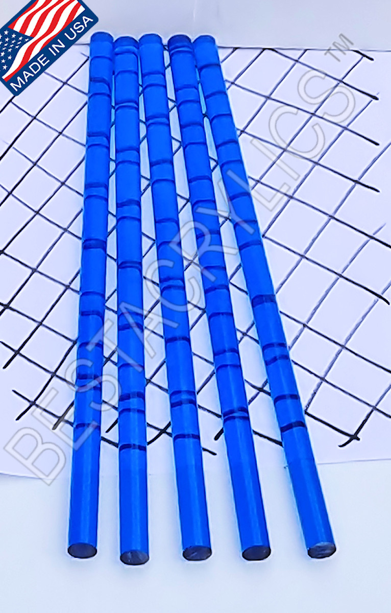 2 CLEAR BLUE TRANSLUCENT 1/2″ DIAMETER ACRYLIC PLEXIGLASS COLOR ROD 12” LONG .50