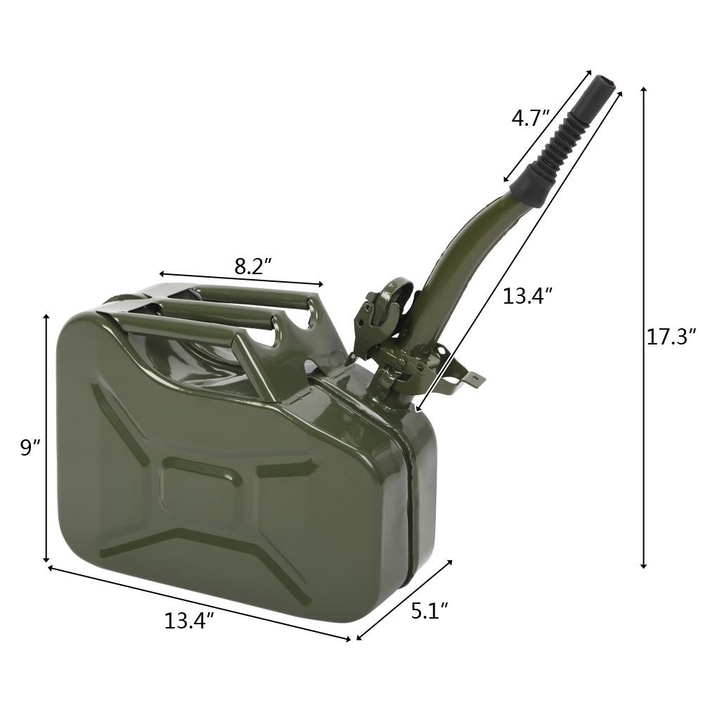 10L 0.8mm Army Backup Fuel Can Gasoline Fuel Can Metal Tank Emergency Green
