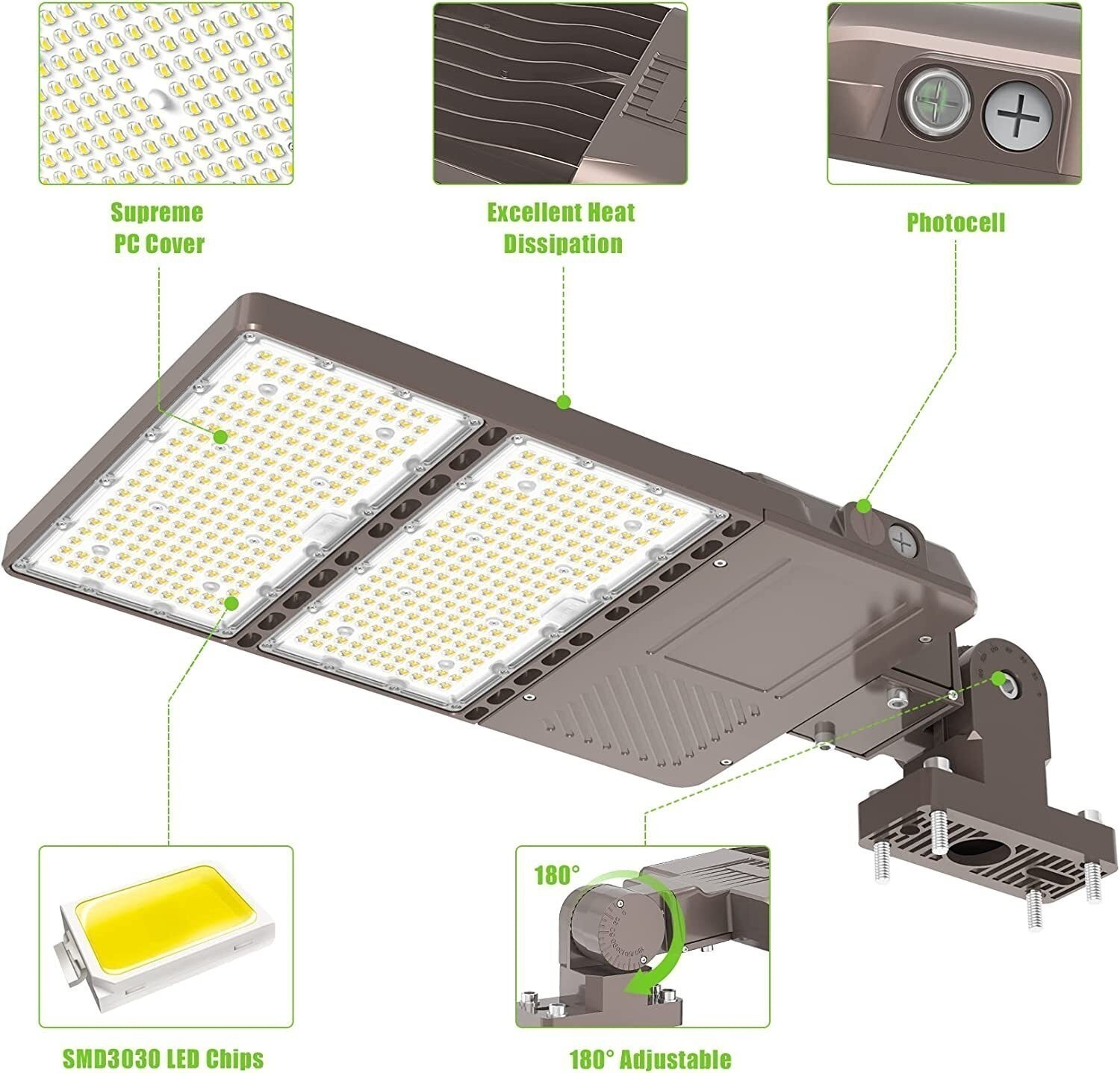 320W Dusk To Dawn LED Parking Lot Lights Outdoor Street Shoebox Area Flood Light