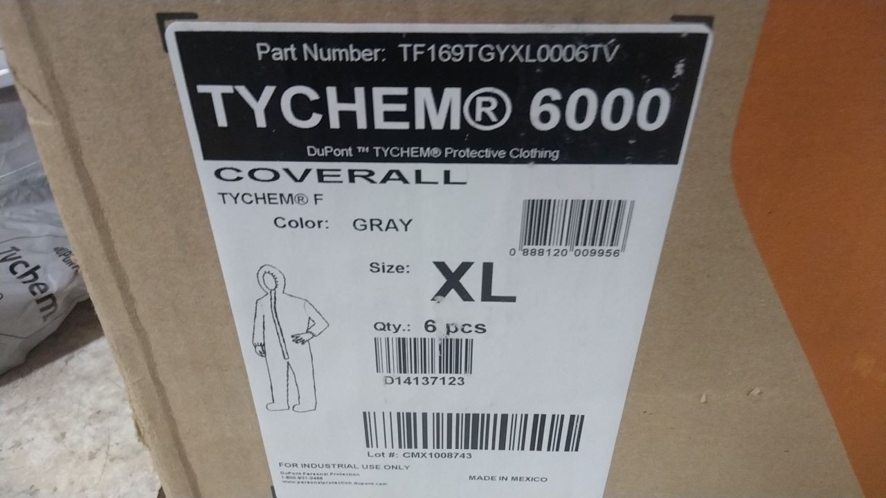 Dupont TF169TGYXL0006TV 6 Pk Size XL Gray Hooded Coverall w/Socks