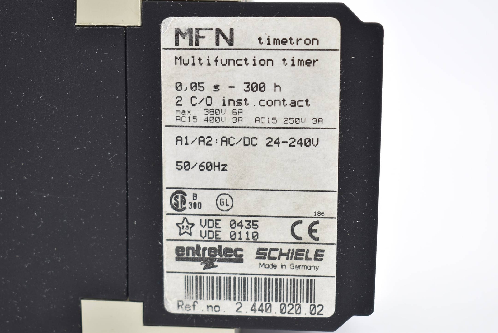 Schiele entrelec MFN multifunction relay 0.05s-300h 380V 6A 2.440.020.02