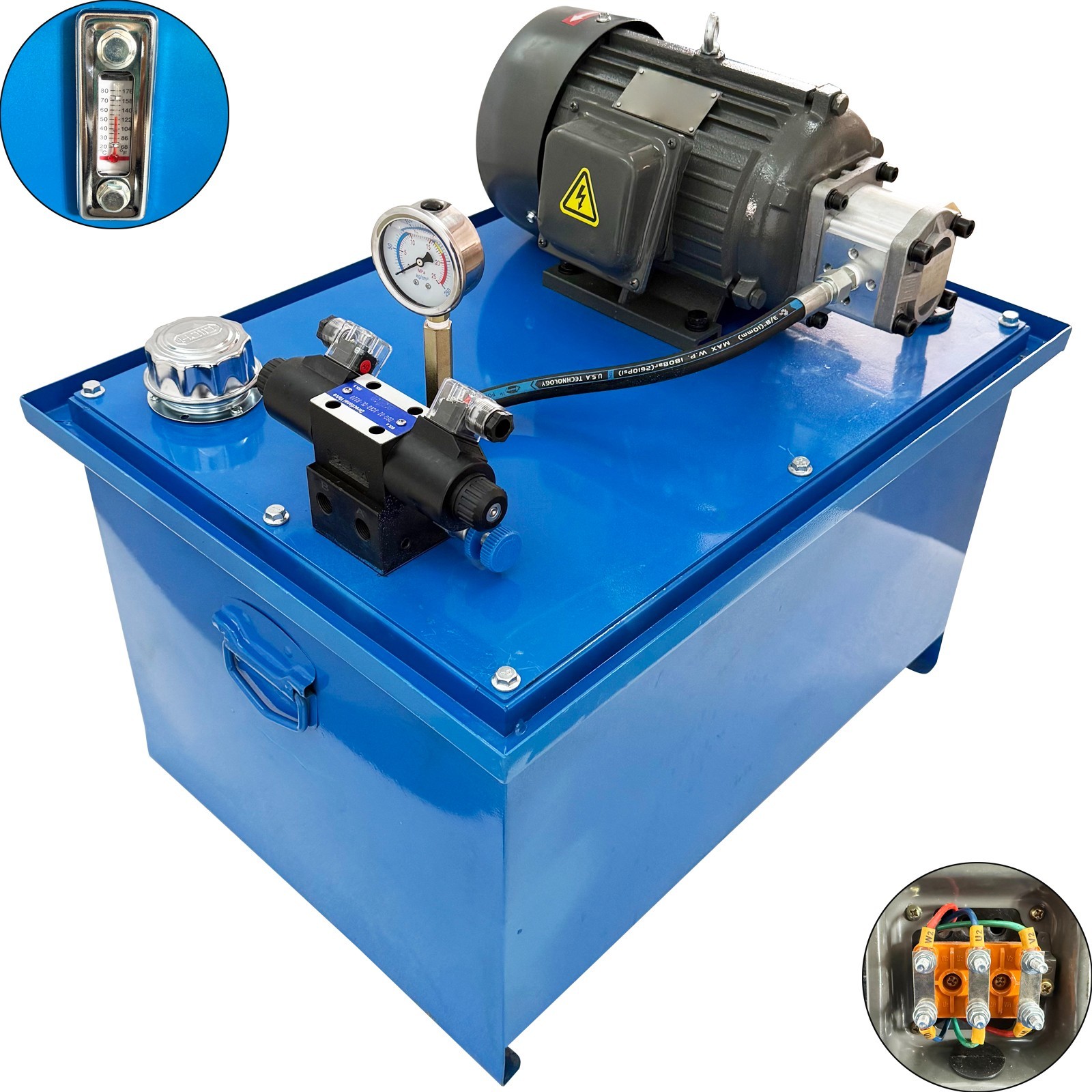 220V 3PH Double-end Valves Small Hydraulic Station Gear Pump 80L 2200W 14mpa