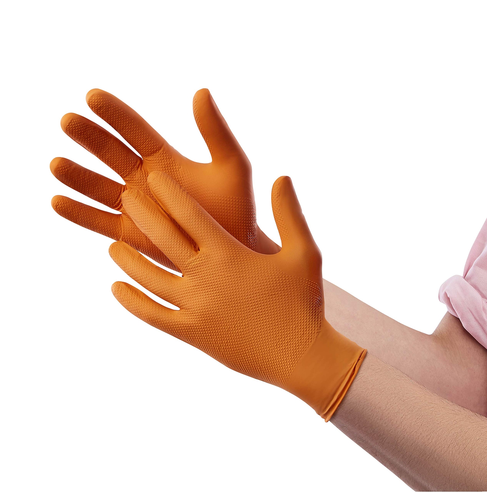 Heavy Duty Orange Nitrile Gloves Pack of 50 8 Mil Thick Multi Purpose Gloves